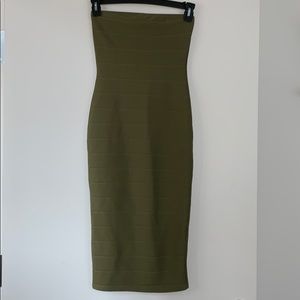 MISGUIDED Strapless Bandage Midi Dress